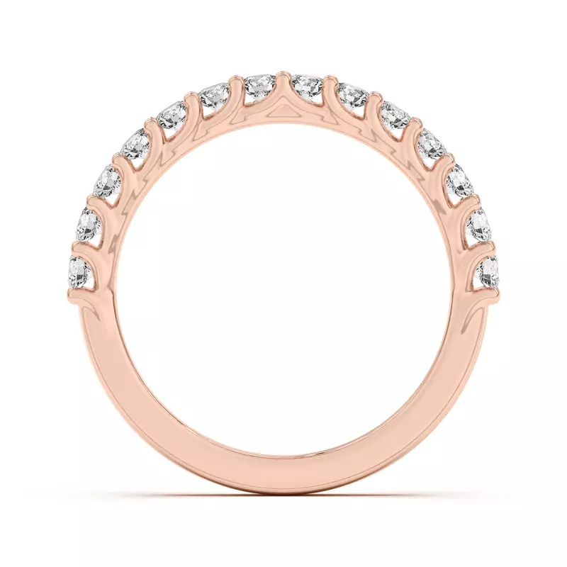 14K Rose Gold Wave Prong Pavé Band