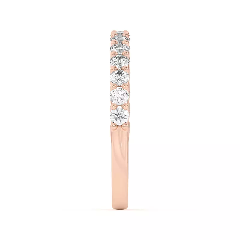 14K Rose Gold Wave Prong Pavé Band