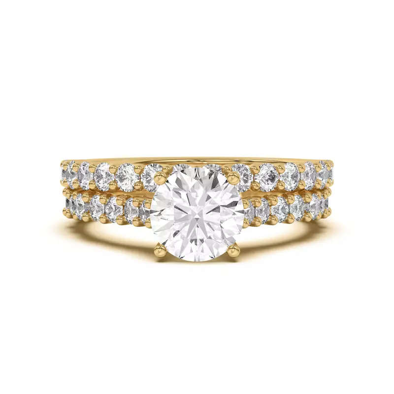 14K Yellow Gold Wave Prong Pavé Band