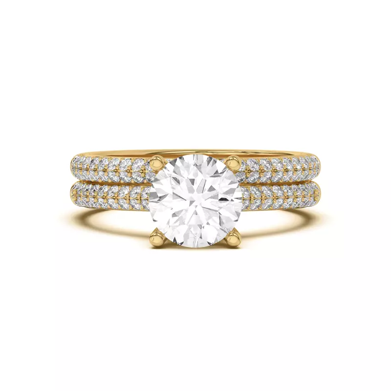 18K Yellow Gold Ingrid Double Row Pavé Band