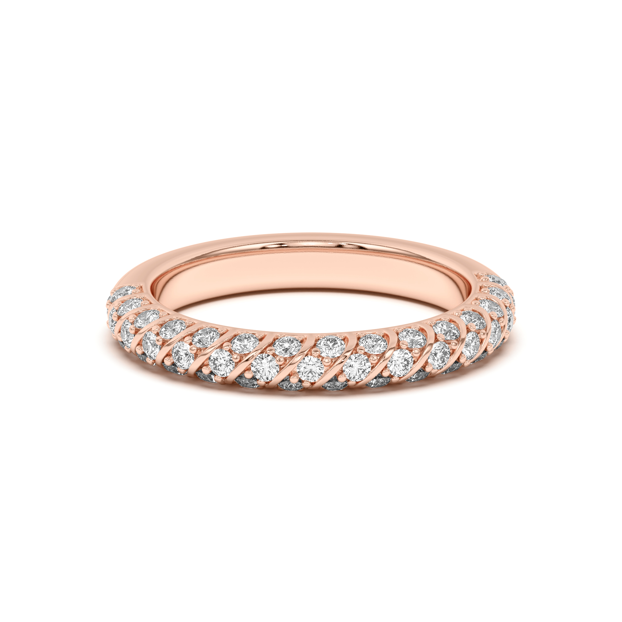 14K Rose Gold Madeline Pavé Trio Striped Band