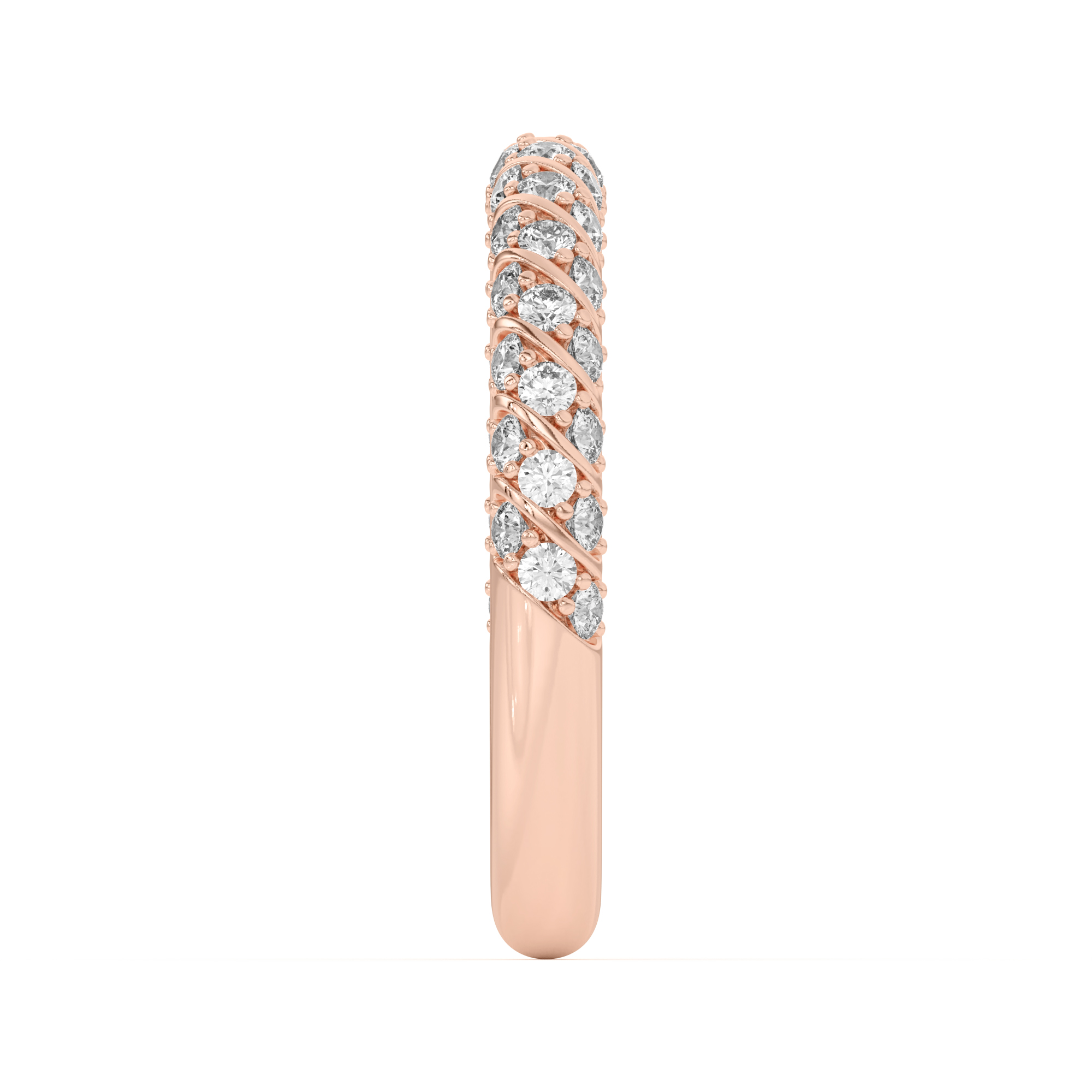 14K Rose Gold Madeline Pavé Trio Striped Band