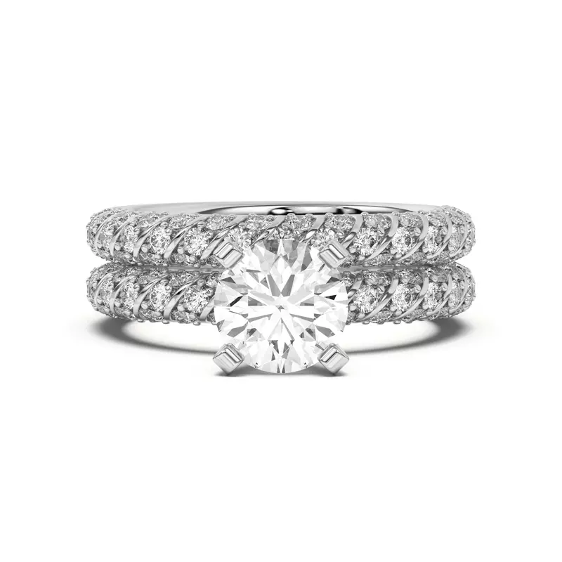 14K White Gold Madeline Pavé Trio Striped Band