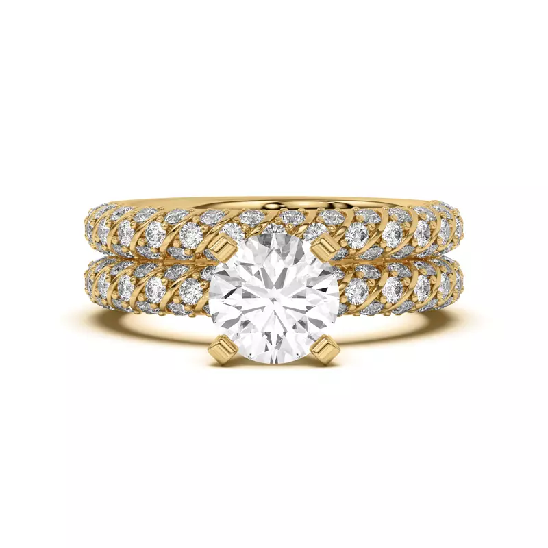 14K Yellow Gold Madeline Pavé Trio Striped Band