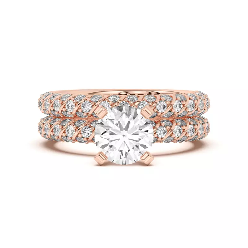 18K Rose Gold Madeline Pavé Trio Striped Band