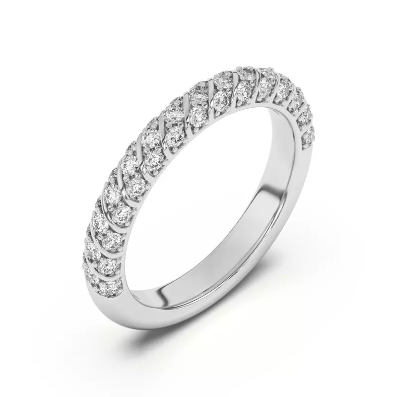 18K White Gold Madeline Pavé Trio Striped Band