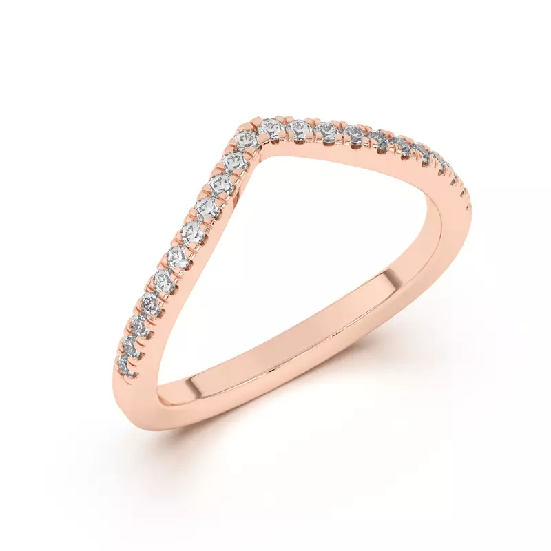 14K Rose Gold Nadine Pavé Chevron Band