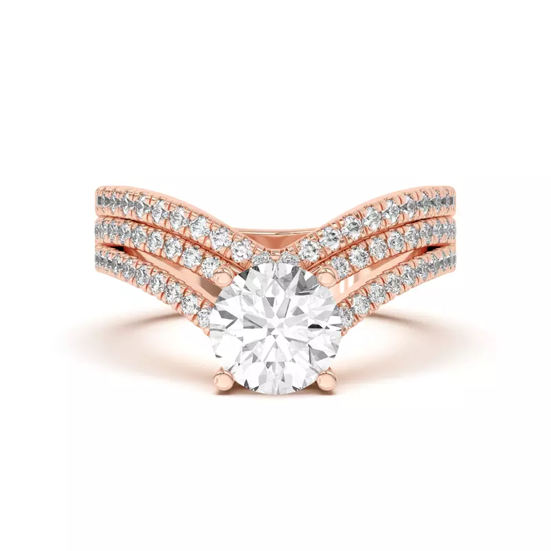 14K Rose Gold Nadine Pavé Chevron Band
