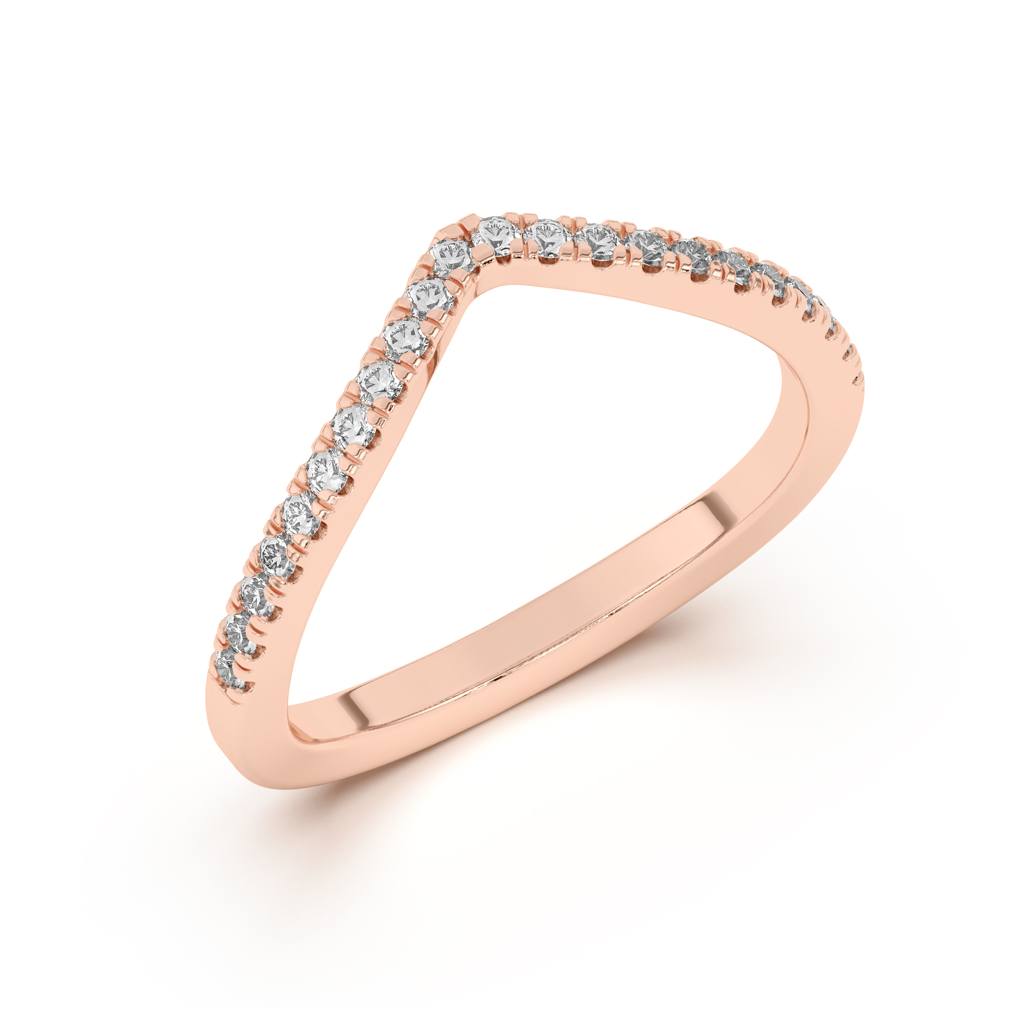 18K Rose Gold Nadine Pavé Chevron Band