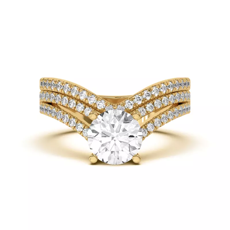 18K Yellow Gold Nadine Pavé Chevron Band