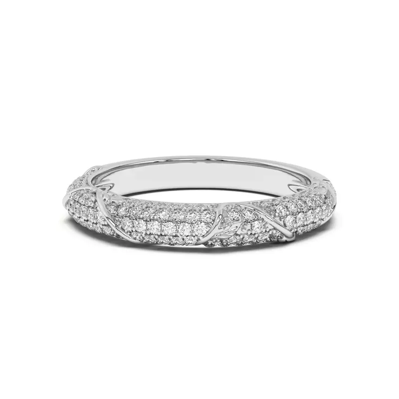 Laurel Twisting Vine And Leaf Pavé Band