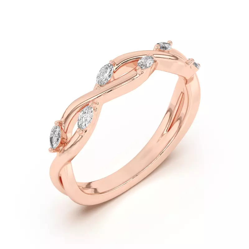18K Rose Gold Maxime Twisted Marquise Diamond Band