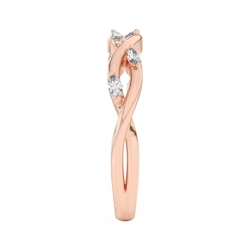 18K Rose Gold Maxime Twisted Marquise Diamond Band