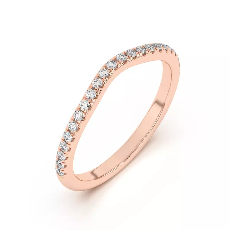 14K Rose Gold Marie Classic Curved Pavé Band