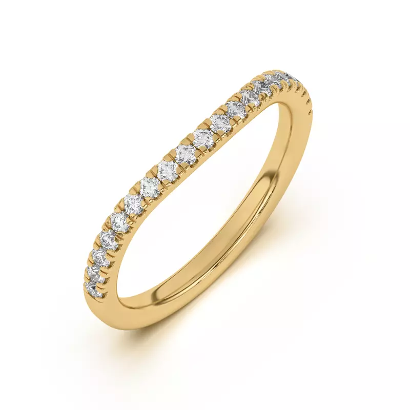 14K Yellow Gold Sue Curved Pavé Band