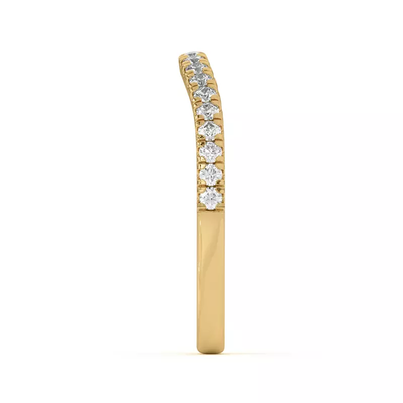 14K Yellow Gold Sue Curved Pavé Band