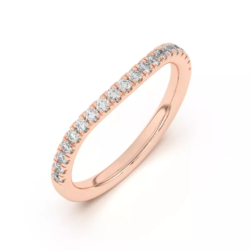 18K Rose Gold Sue Curved Pavé Band