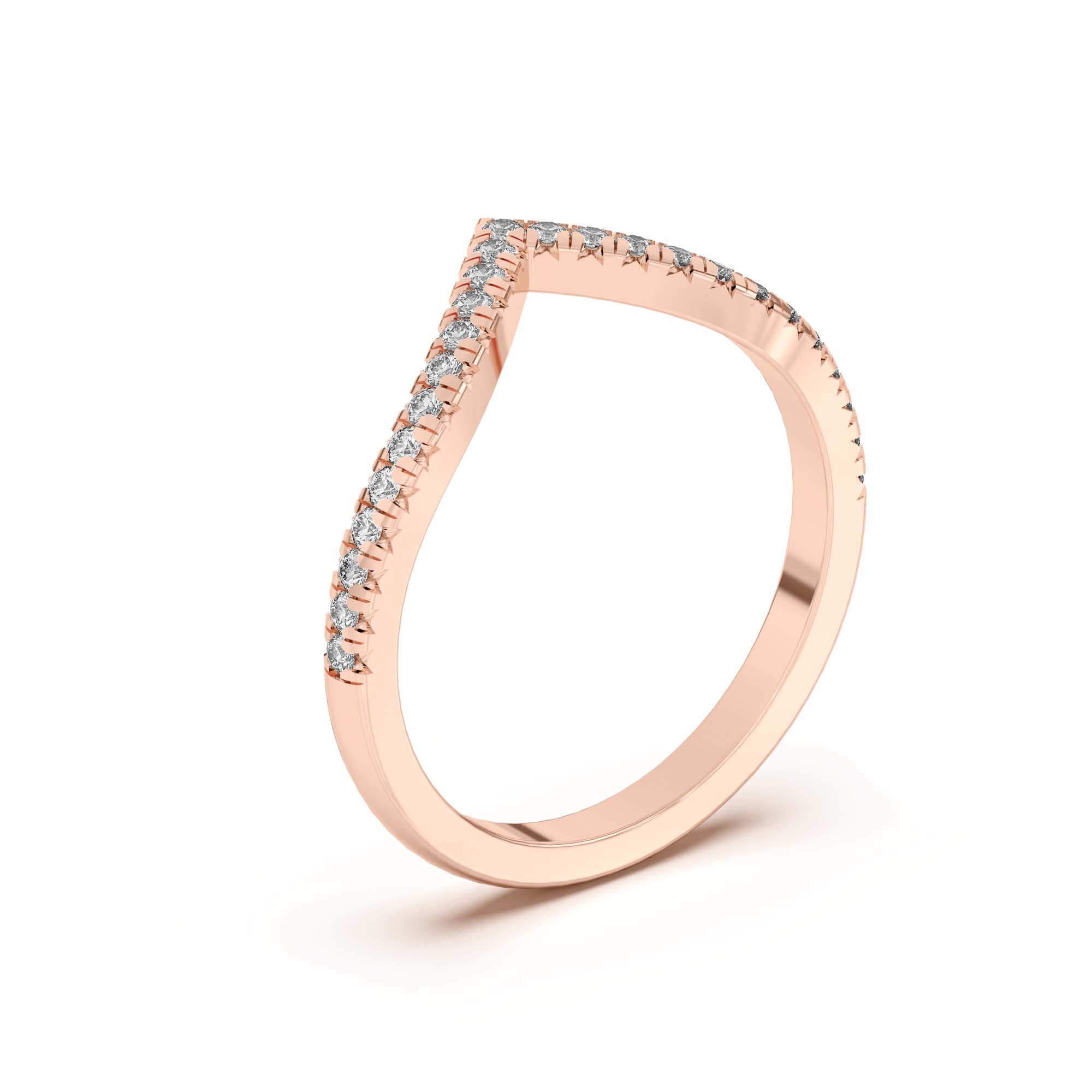 14K Rose Gold Meredith Pavé Chevron Band