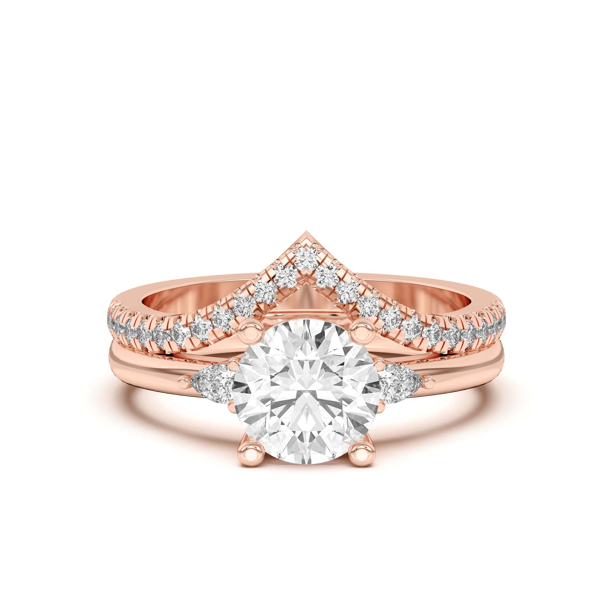 14K Rose Gold Meredith Pavé Chevron Band