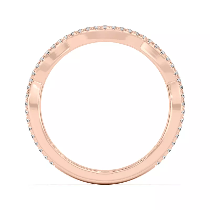 14K Rose Gold Debra Scalloped Curve Pavé Band