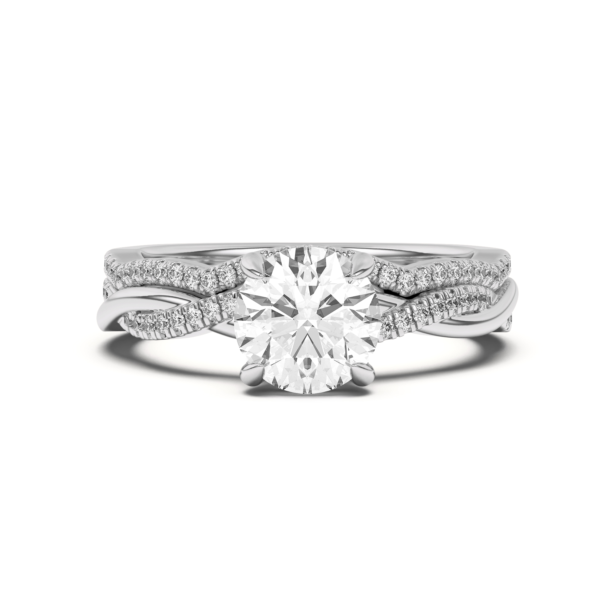 18K White Gold Debra Scalloped Curve Pavé Band