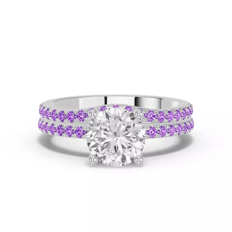 14K White Gold Spectra Amethyst Contoured Band