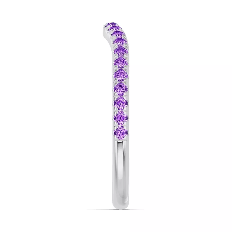14K White Gold Spectra Amethyst Contoured Band