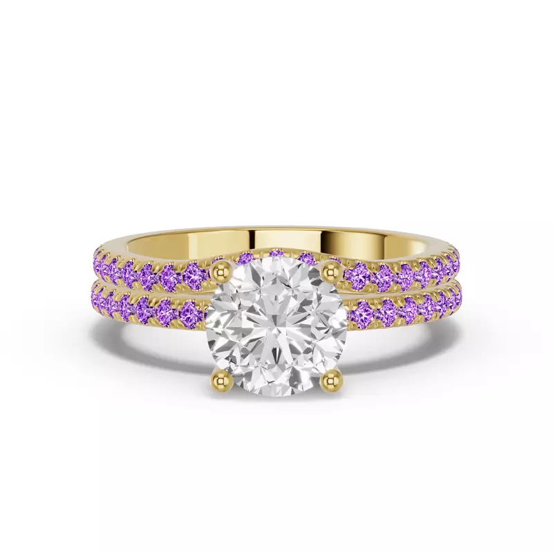 14K Yellow Gold Spectra Amethyst Contoured Band