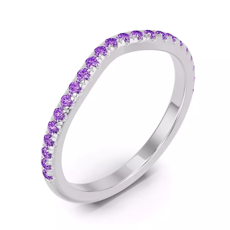 18K White Gold Spectra Amethyst Contoured Band
