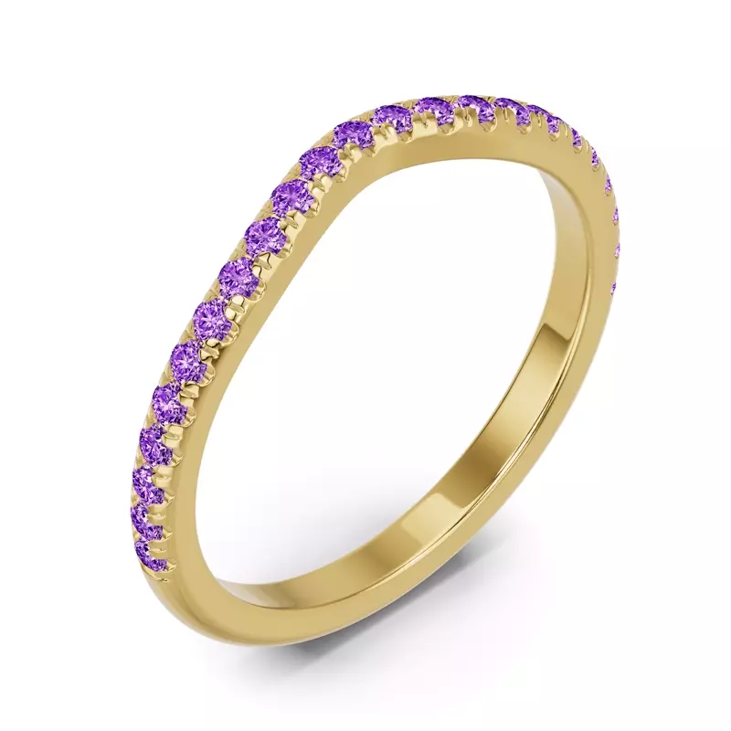 18K Yellow Gold Spectra Amethyst Contoured Band