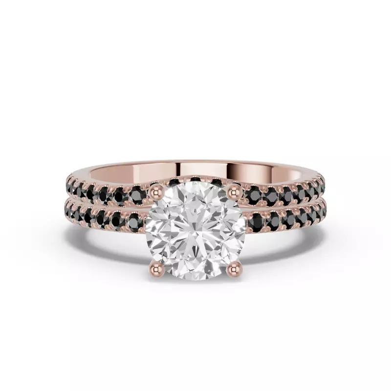 14K Rose Gold Spectra Black Diamond Contoured Band