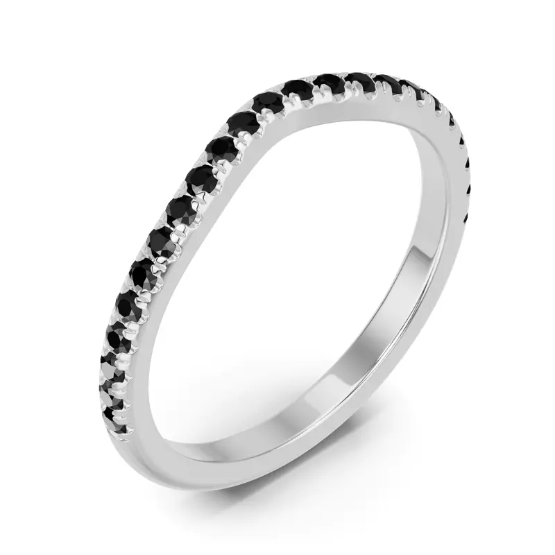 14K White Gold Spectra Black Diamond Contoured Band