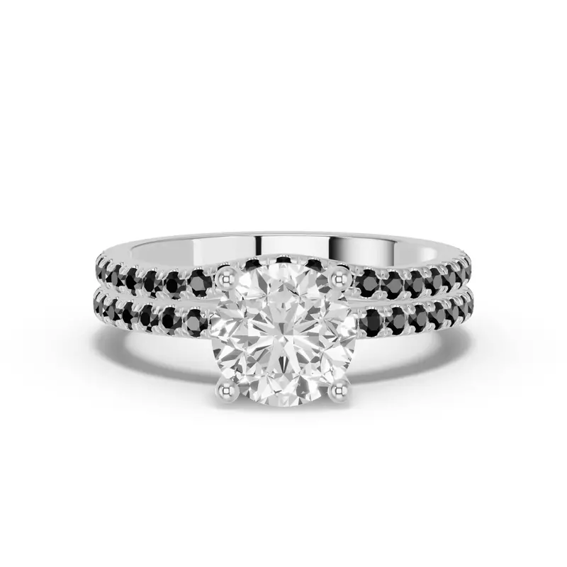 14K White Gold Spectra Black Diamond Contoured Band