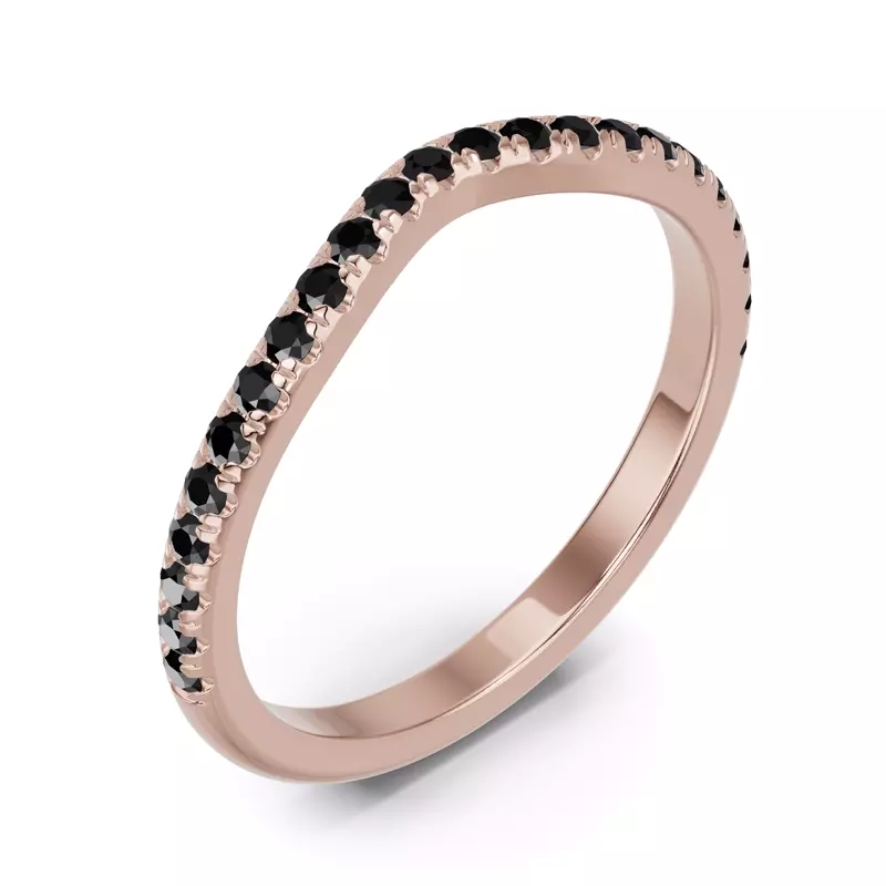18K Rose Gold Spectra Black Diamond Contoured Band
