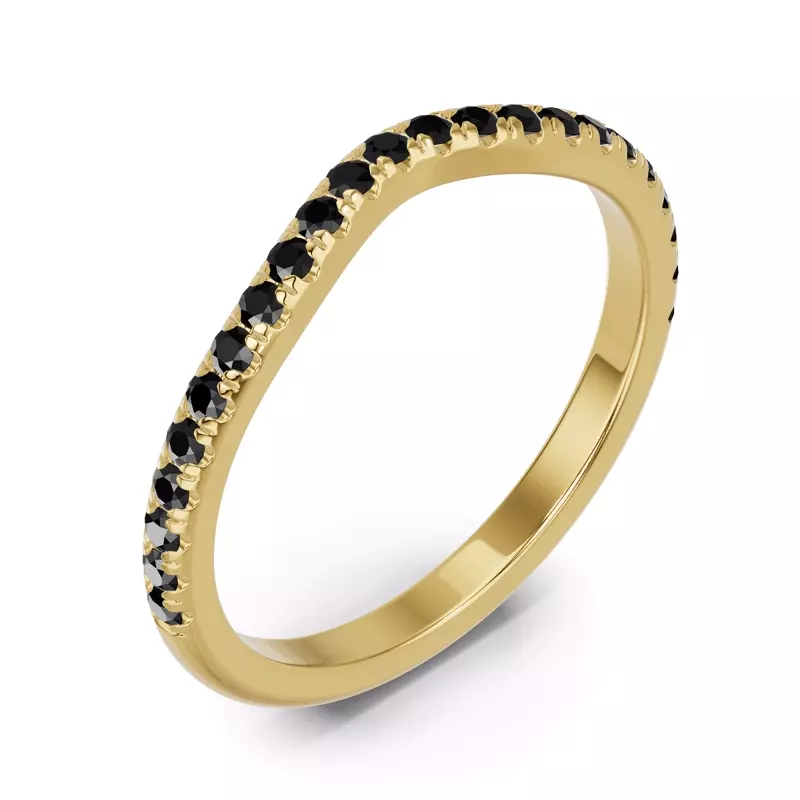 18K Yellow Gold Spectra Black Diamond Contoured Band