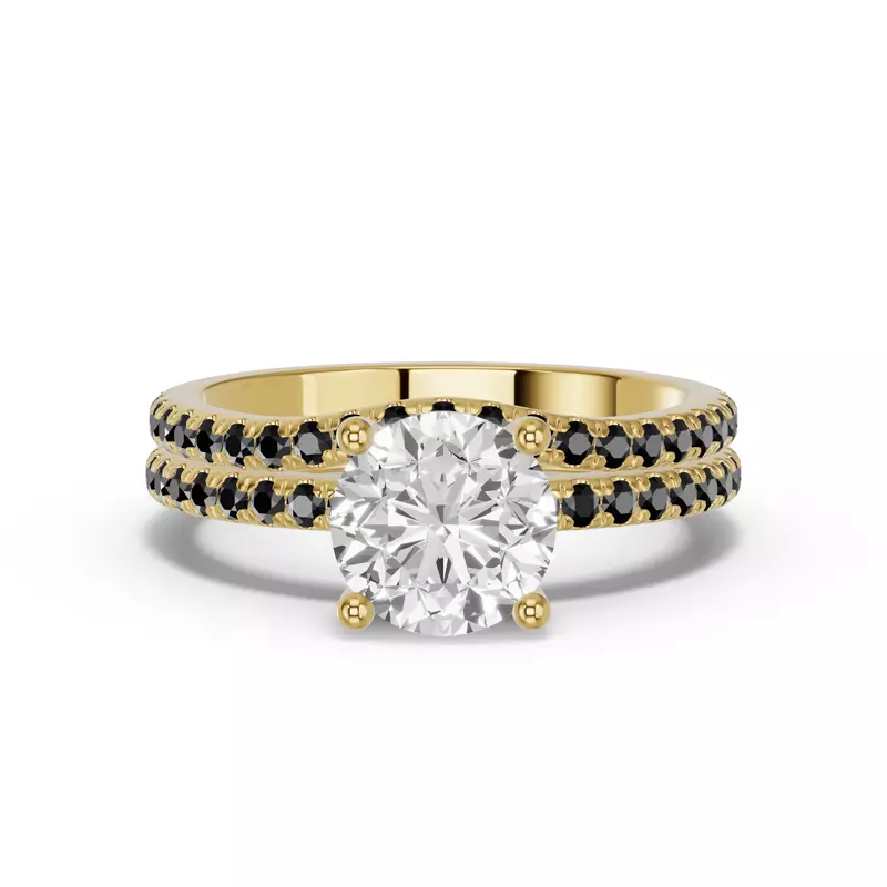 18K Yellow Gold Spectra Black Diamond Contoured Band