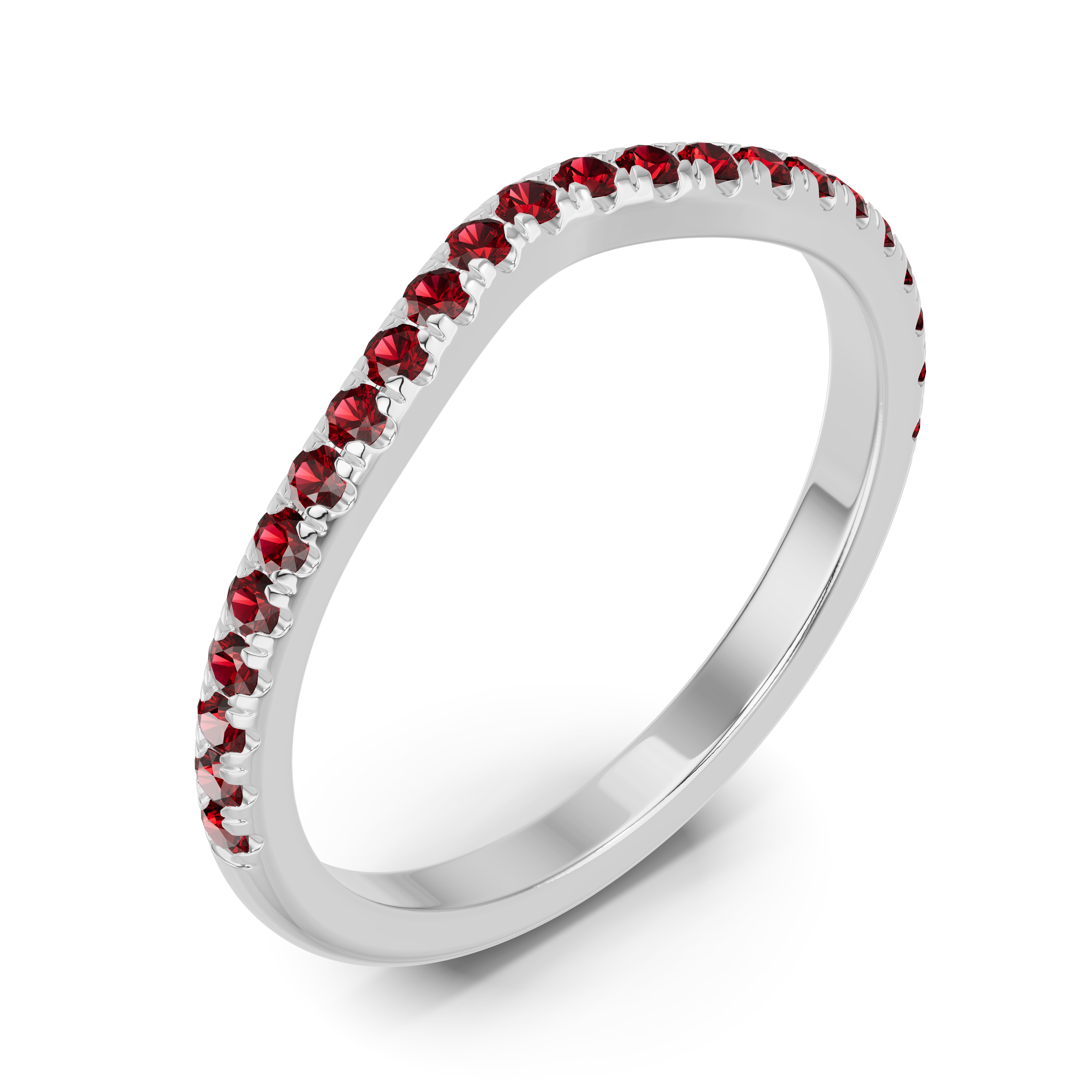 14K White Gold Spectra Garnet Contoured Band