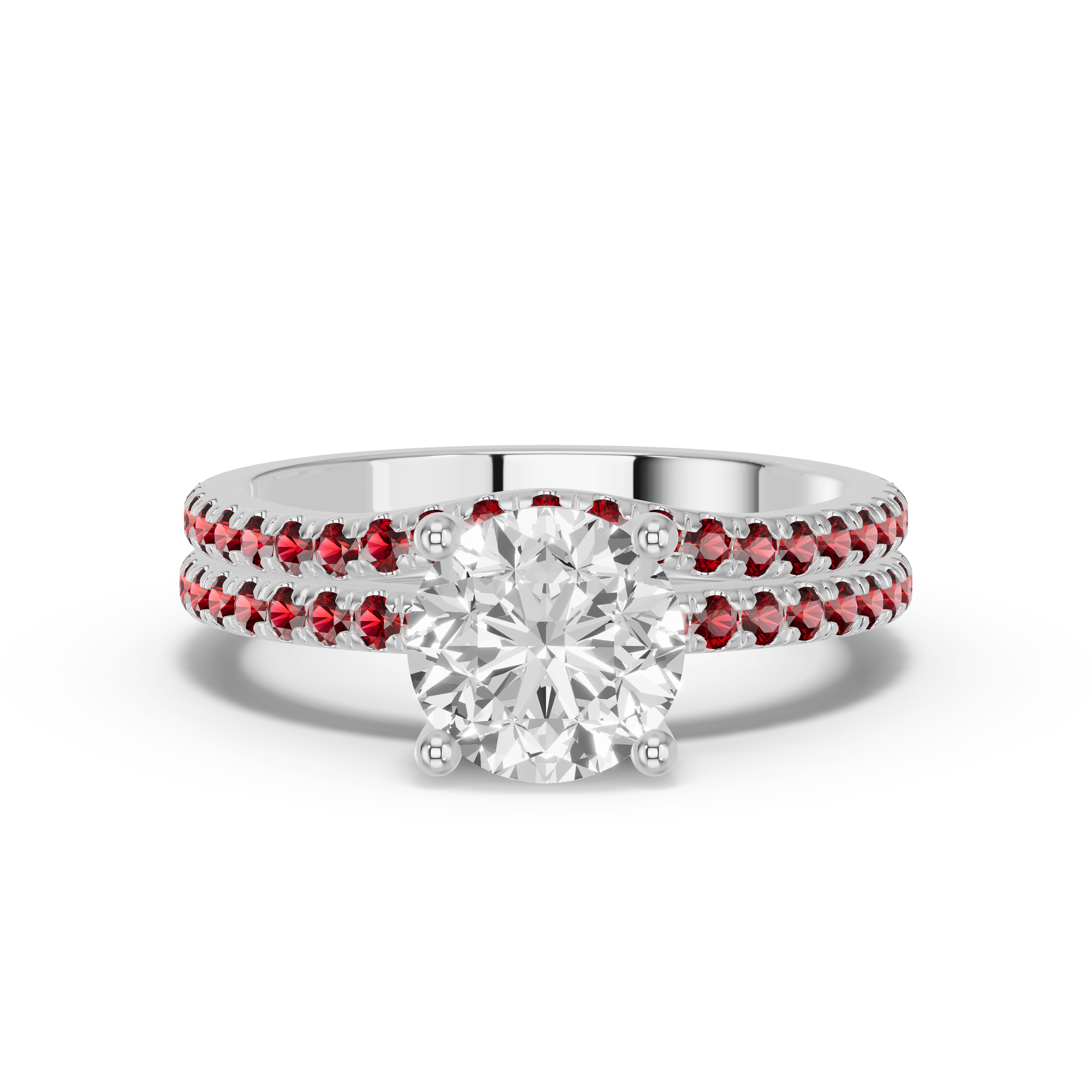 14K White Gold Spectra Garnet Contoured Band