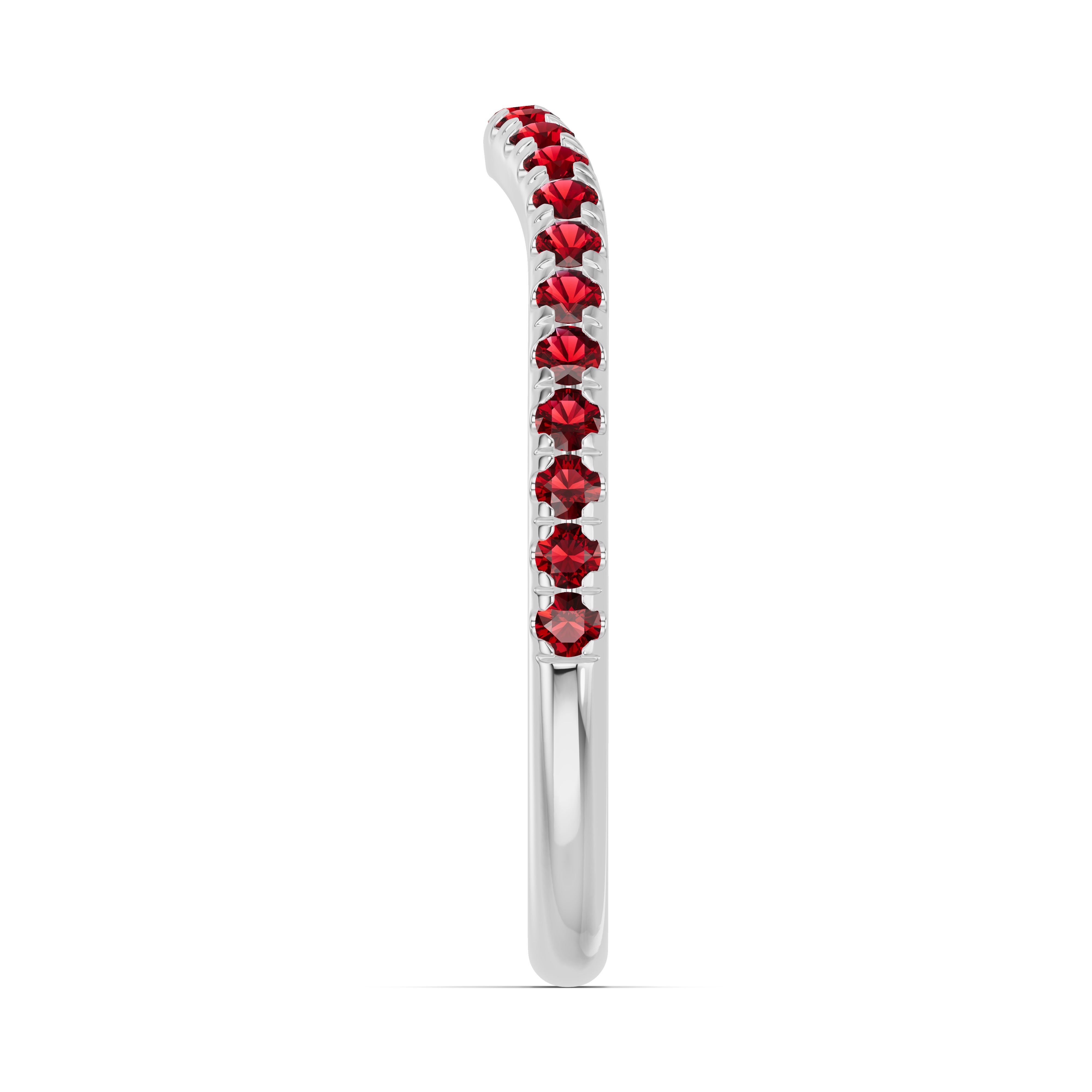 14K White Gold Spectra Garnet Contoured Band