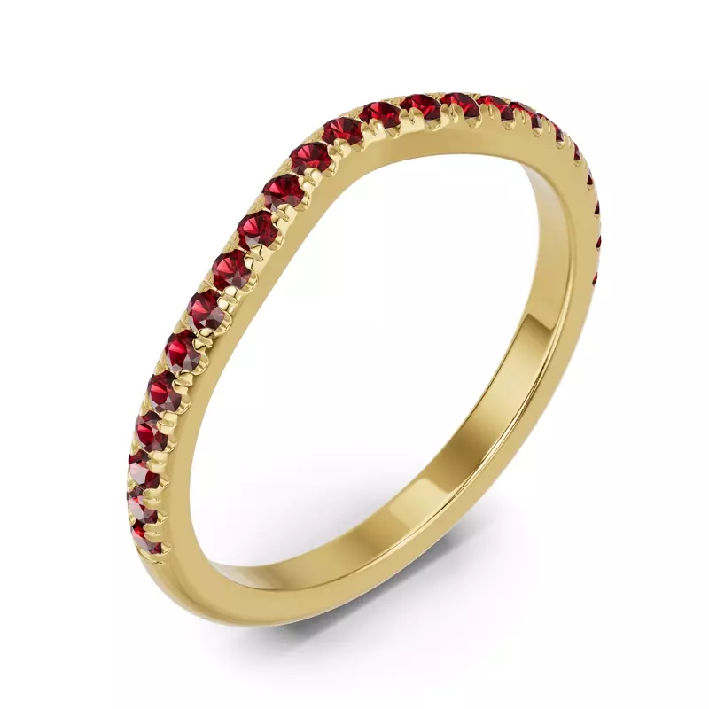 14K Yellow Gold Spectra Garnet Contoured Band