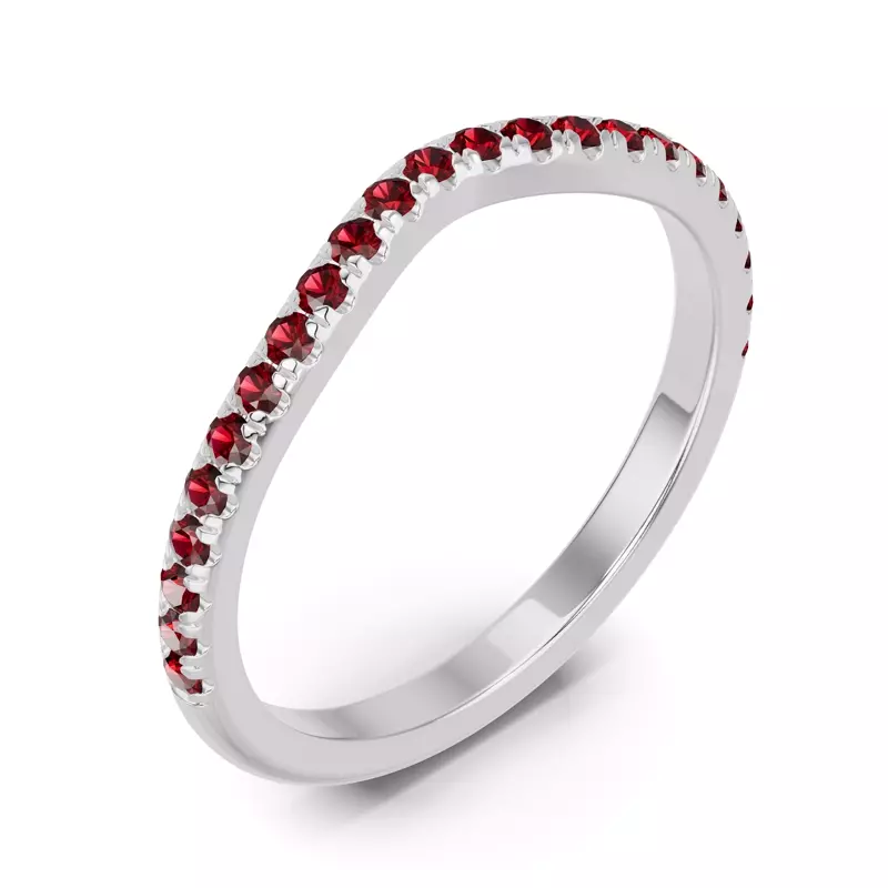 18K White Gold Spectra Garnet Contoured Band