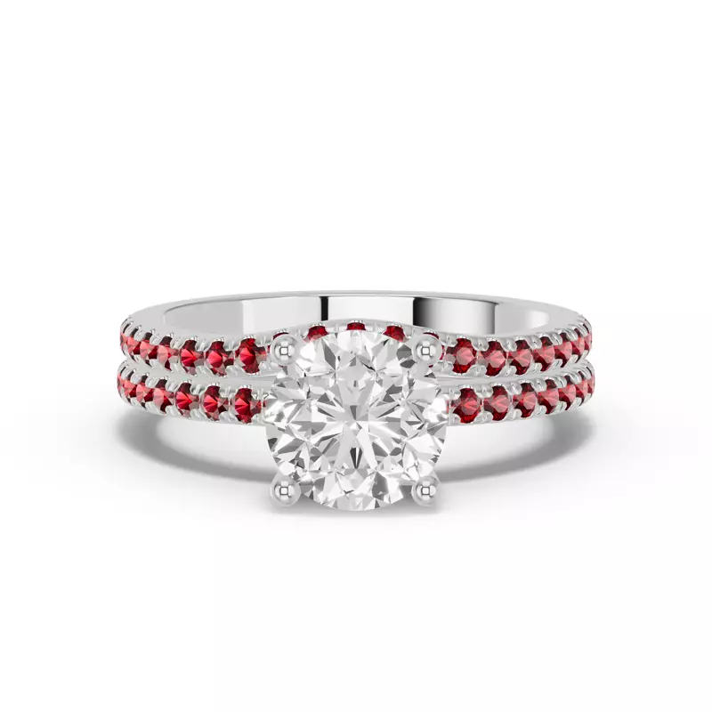 18K White Gold Spectra Garnet Contoured Band