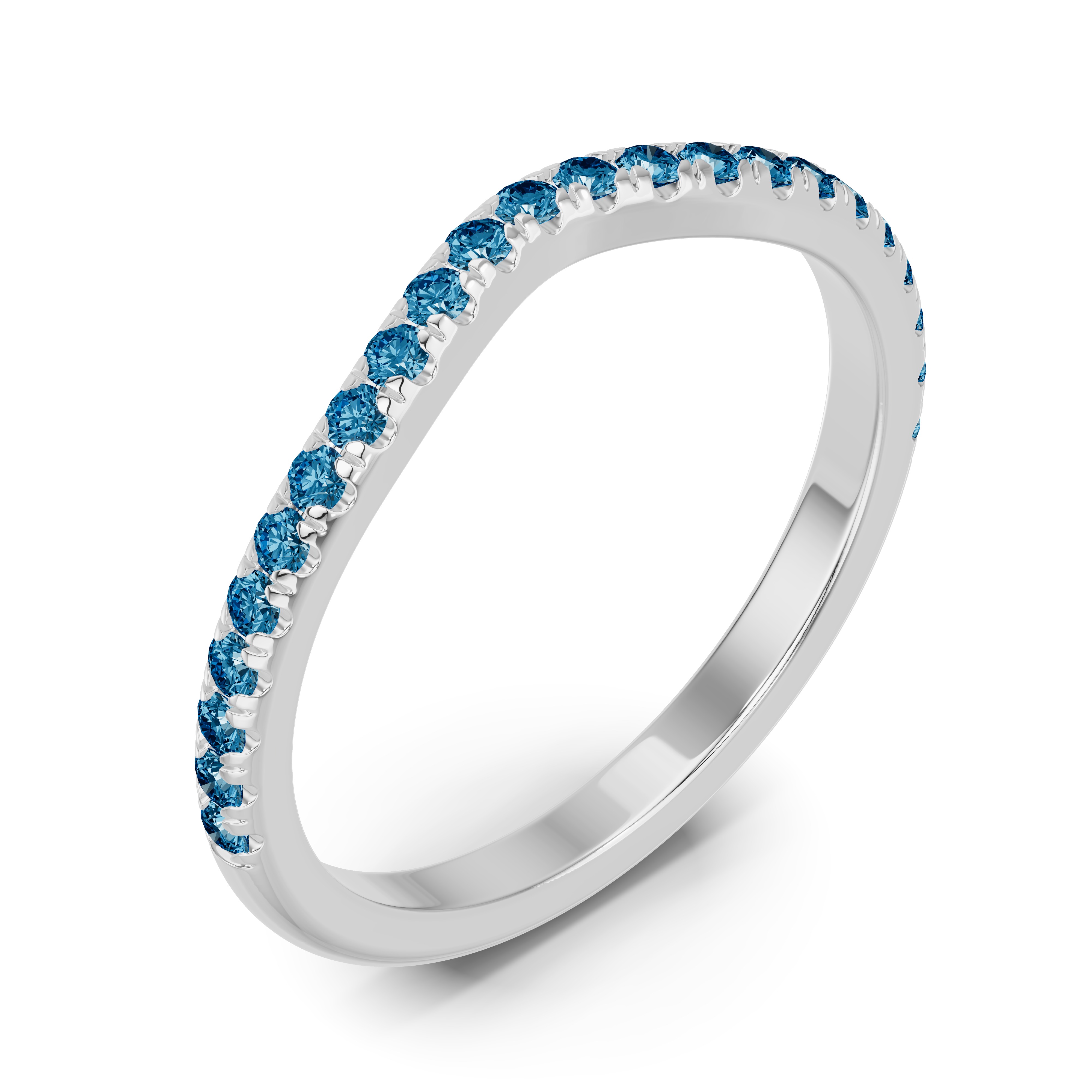 14K White Gold Spectra London Blue Topaz Contoured Band