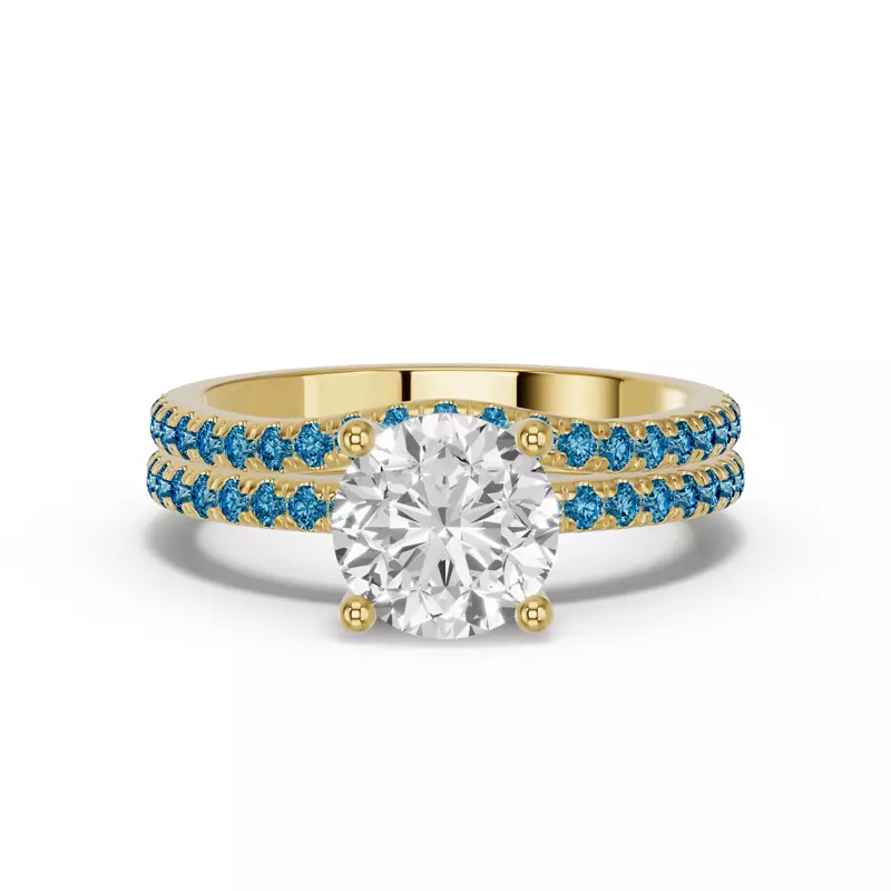 14K Yellow Gold Spectra London Blue Topaz Contoured Band