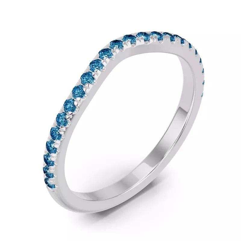 18K White Gold Spectra London Blue Topaz Contoured Band