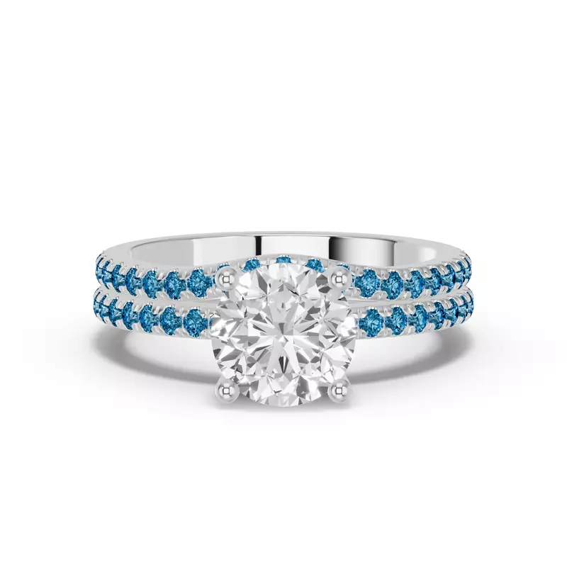 18K White Gold Spectra London Blue Topaz Contoured Band