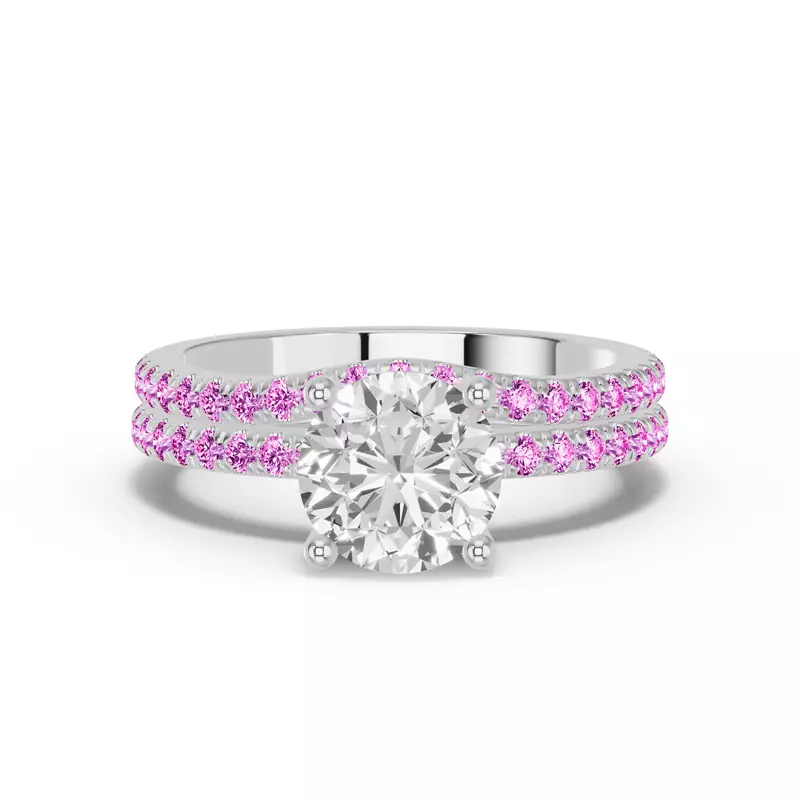 14K White Gold Spectra Pink Sapphire Contoured Band
