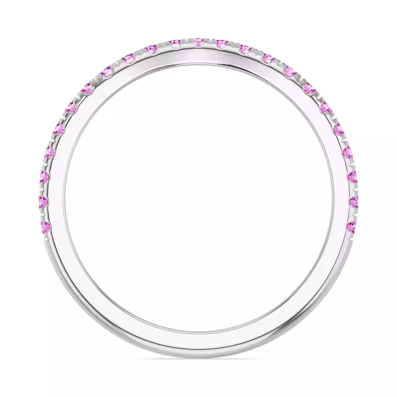 14K White Gold Spectra Pink Sapphire Contoured Band