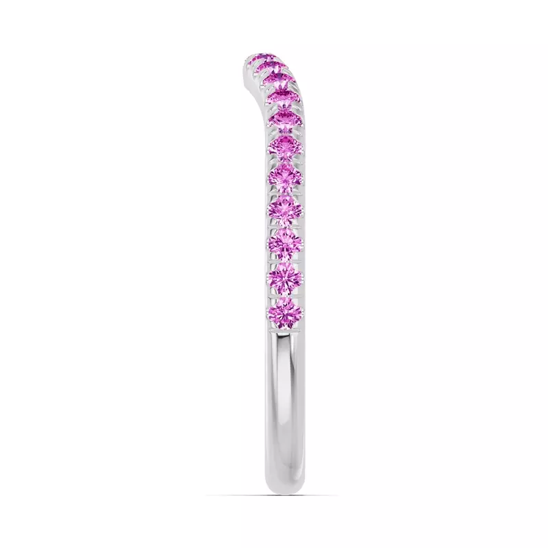 14K White Gold Spectra Pink Sapphire Contoured Band