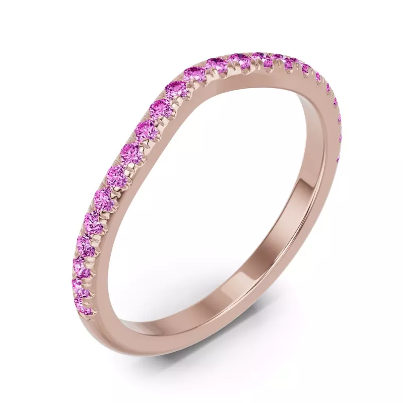 18K Rose Gold Spectra Pink Sapphire Contoured Band